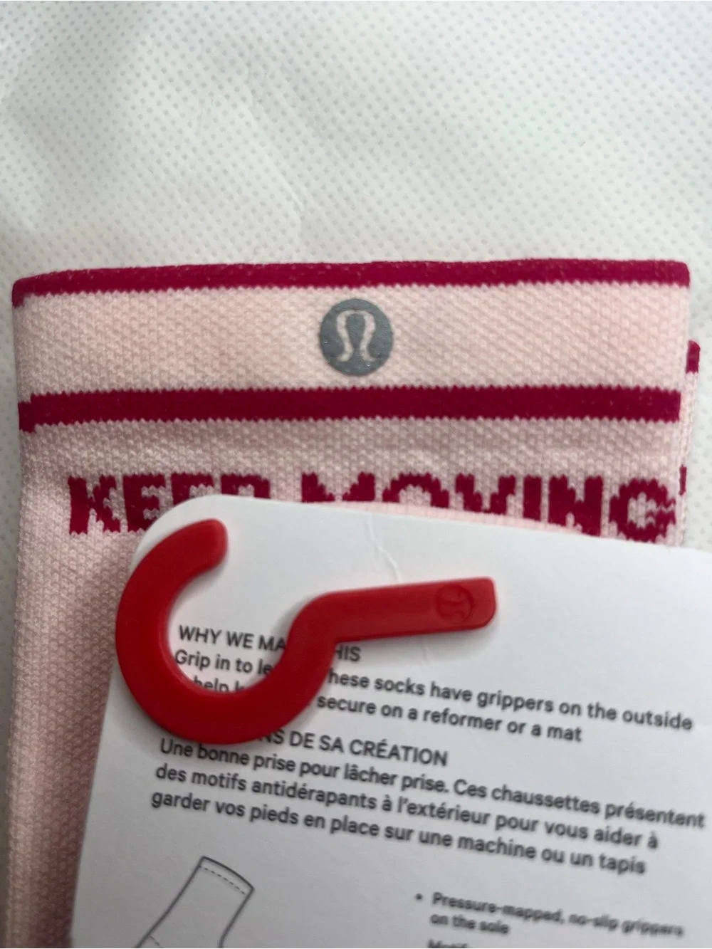 lululemon athletica Pink Crew Athletic Sock with Red Stripe